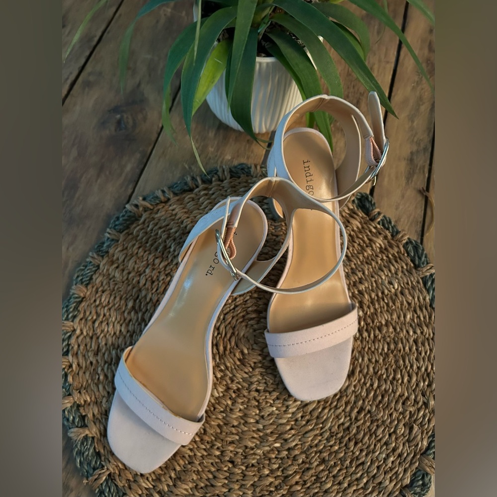 Indigo Rd Pink Suede Ankle Strap Heels